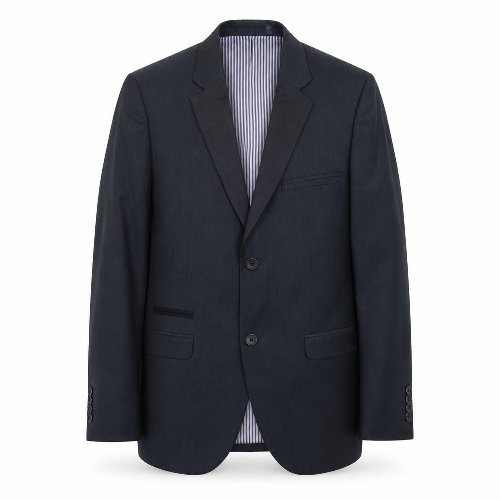 Front view of VOUET men’s grey striped jacket blazer, size 42
