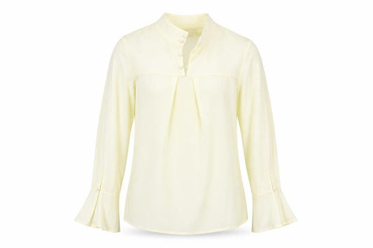 Front view of RAGE women’s beige basic blouse, size UK 8