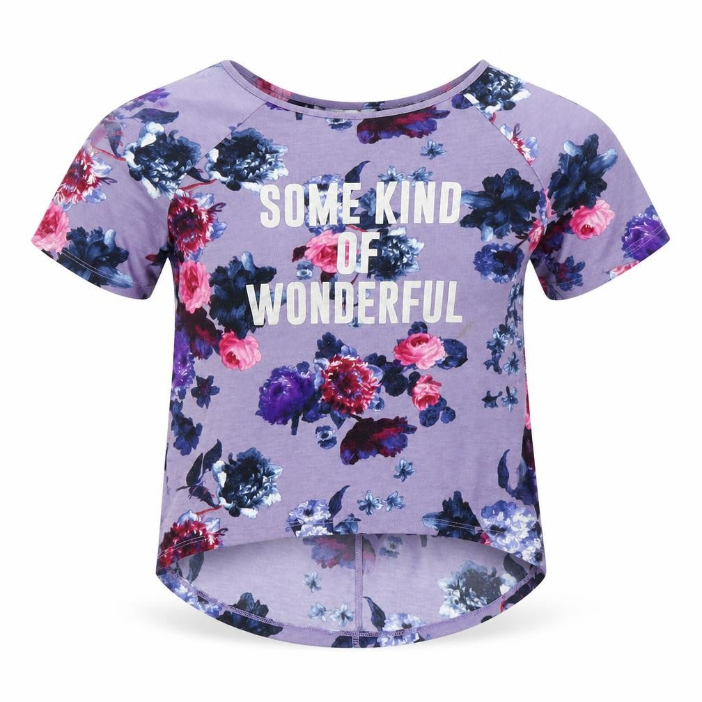 H&M Girls Purple Floral  Basic T-Shirt Size 9 Years