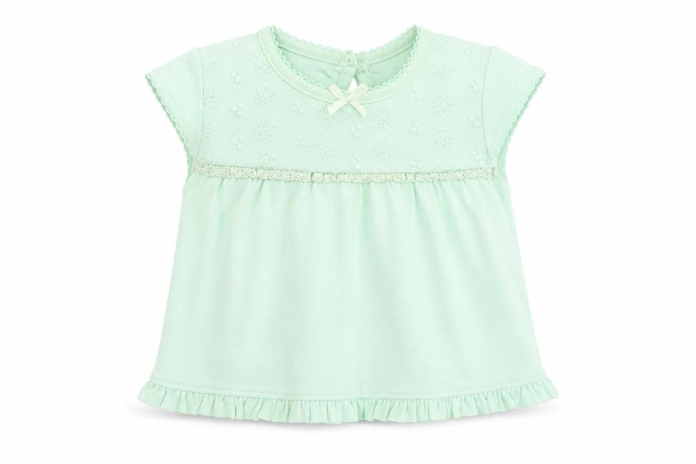Front view of George girls’ green basic t-shirt, size 0-3, months