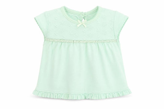 Front view of George girls’ green basic t-shirt, size 0-3, months