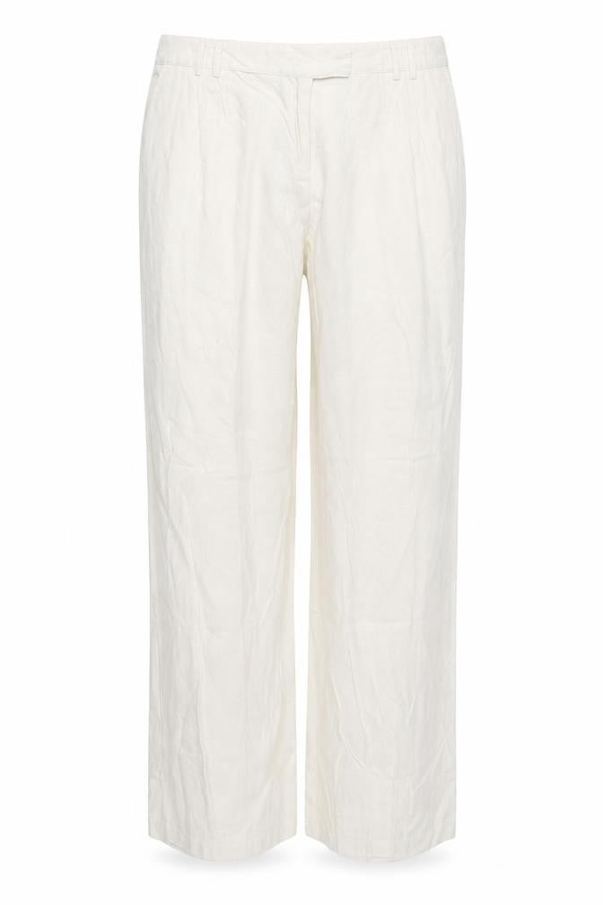 Front view of evie women’s beige trousers, size UK 16, 28-inch leg