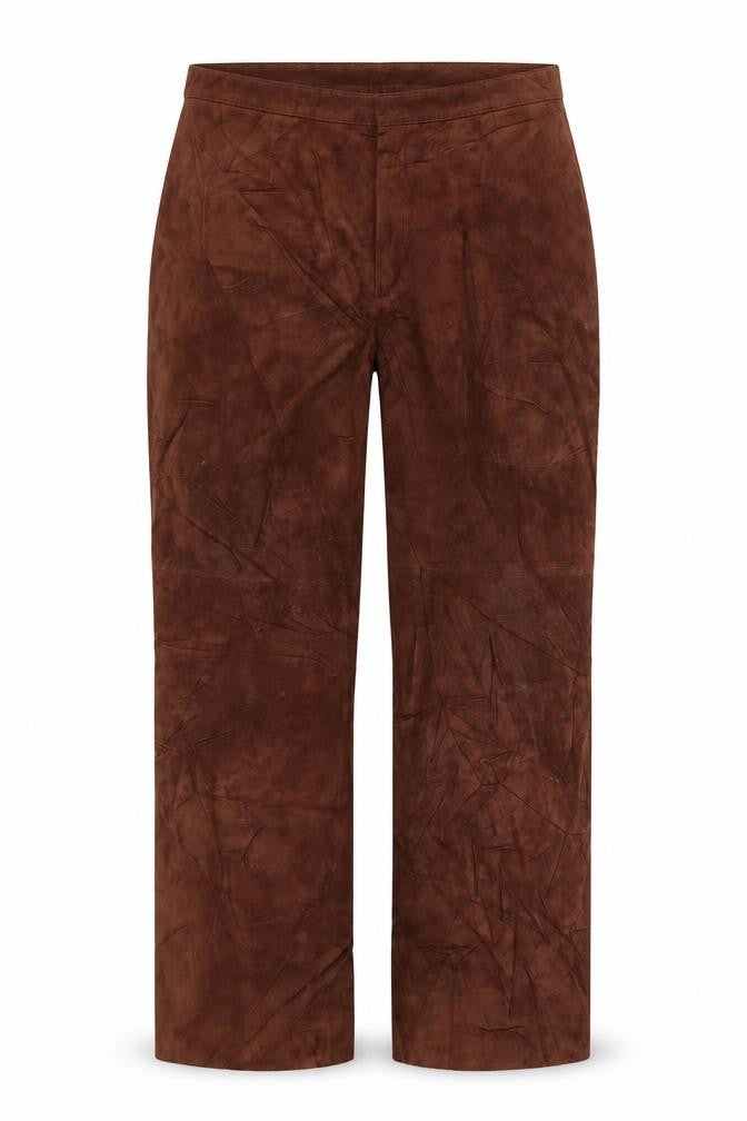 Front view of Marks & Spencer women’s brown trousers, size UK 10, 28-inch leg