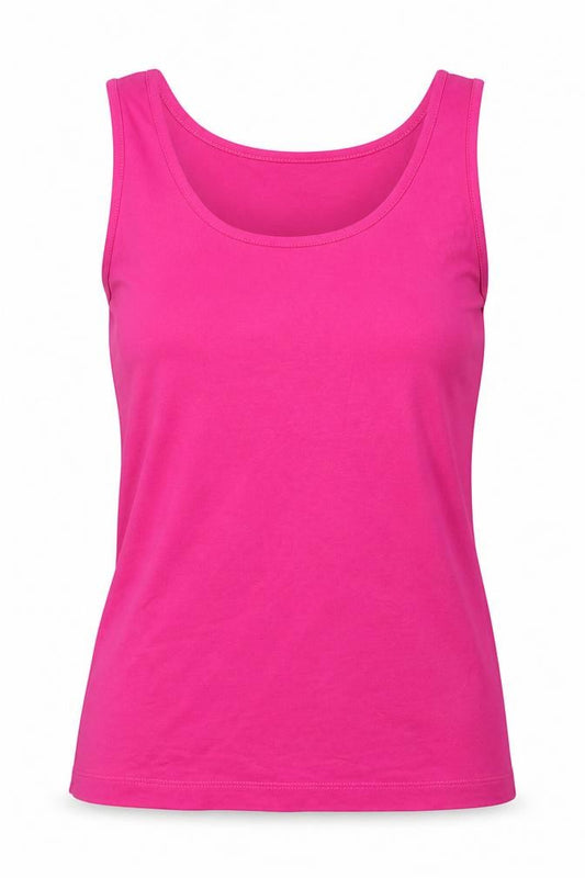 Front view of Kello women’s pink basic tank, size UK 12