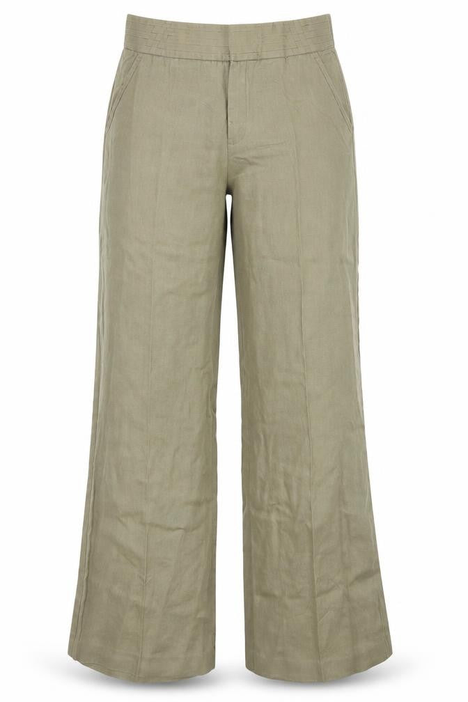 Front view of Mexx women’s green trousers, size UK 34, in, 32-inch leg