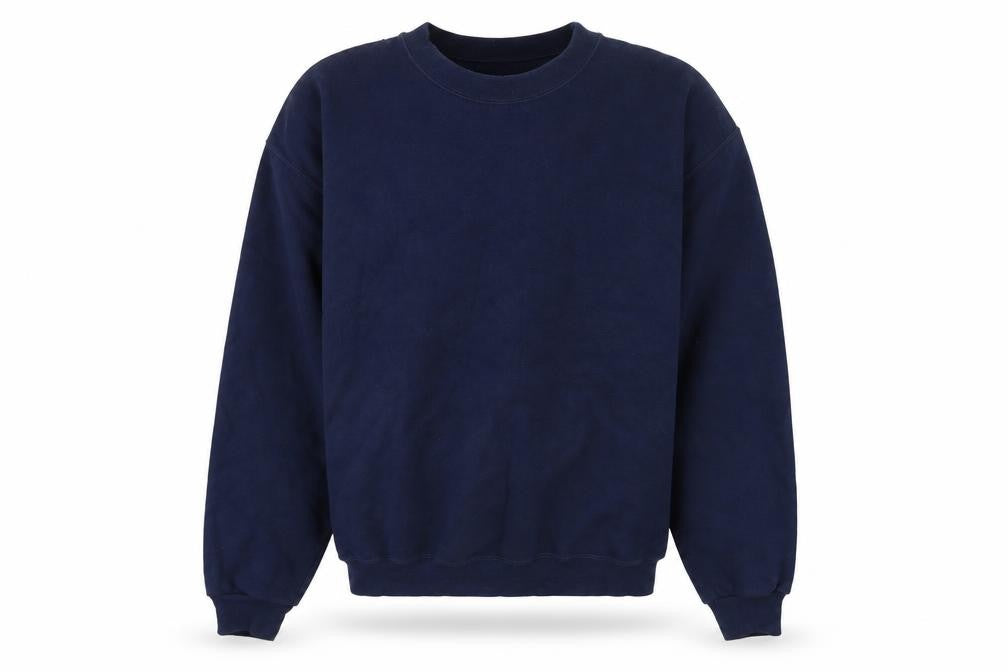 Front view of the lakes men’s blue jumper, size S