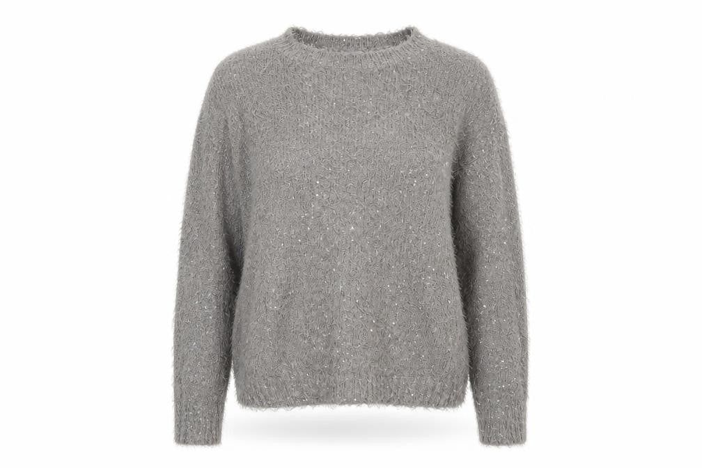 Front view of Lottie Loves women’s grey jumper, size L
