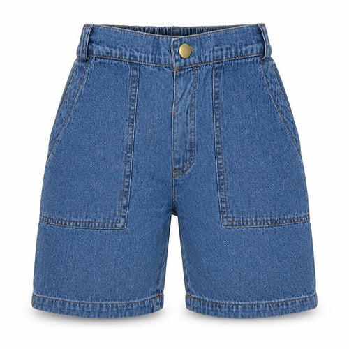Preworn Girls Blue   Mom Shorts Size 4-5 Years