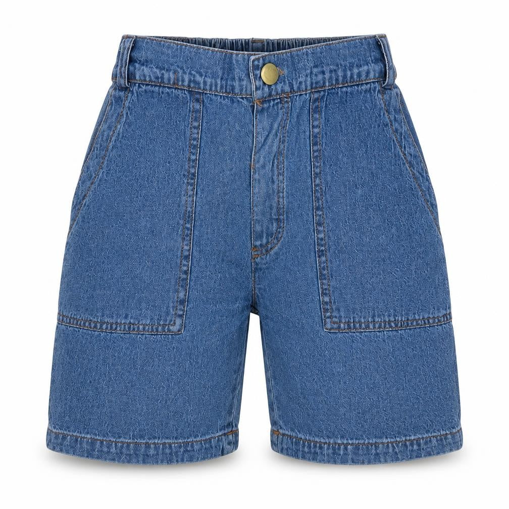 Preworn Girls Blue   Mom Shorts Size 4-5 Years