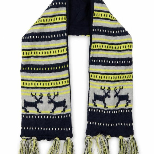 M&S Unisex Grey Fair Isle  Scarf Scarves & Wraps One Size