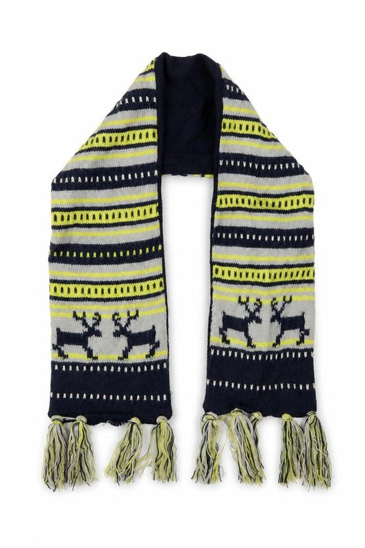 M&S Unisex Grey Fair Isle  Scarf Scarves & Wraps One Size