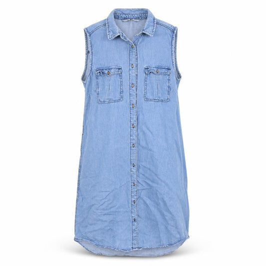 Front view of Very women’s blue basic button-up, size UK 8