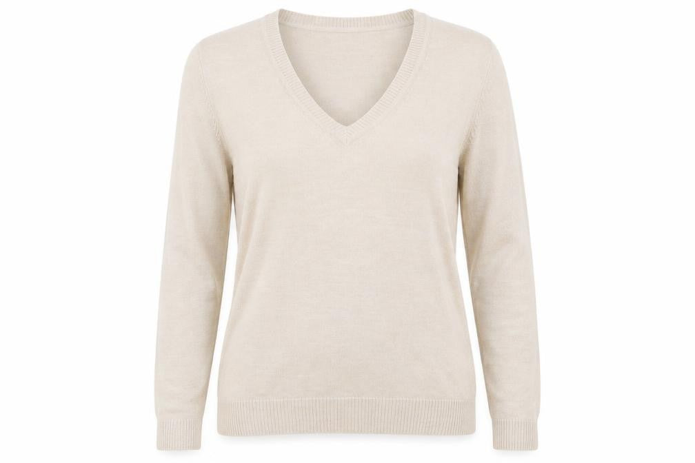 Front view of South women’s beige knit jumper, size UK 16