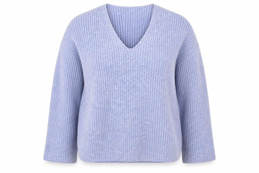 Front view of H&M women’s blue knit jumper, size S