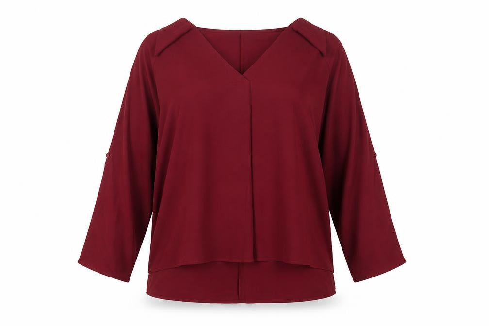 Front view of SHEIN women’s red basic blouse, size L