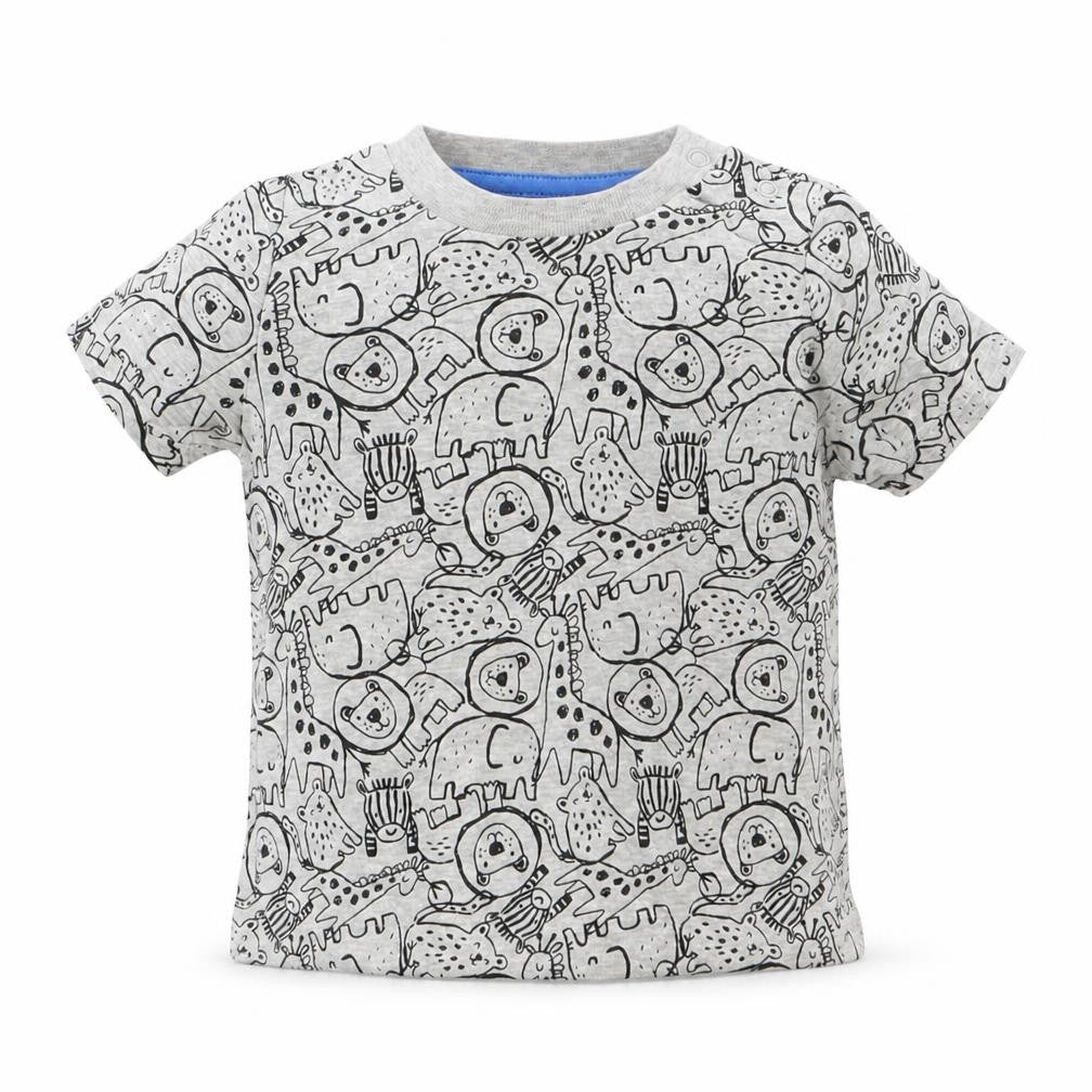 Front view of F&F boys’ grey geometric basic t-shirt, size 3-6, months
