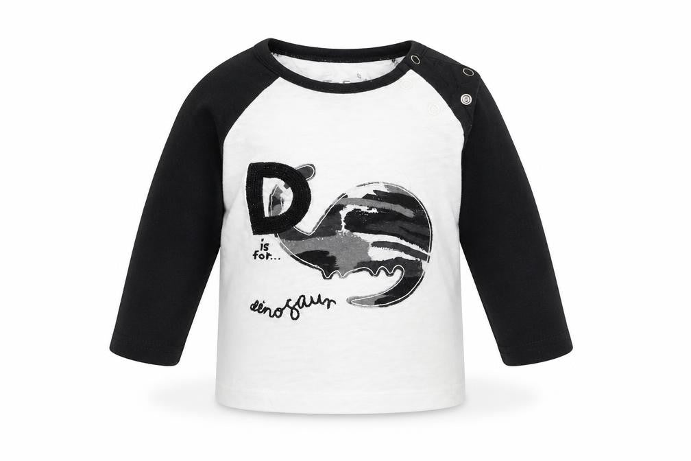 Front view of F&F boys’ black basic t-shirt, size 3-6, months