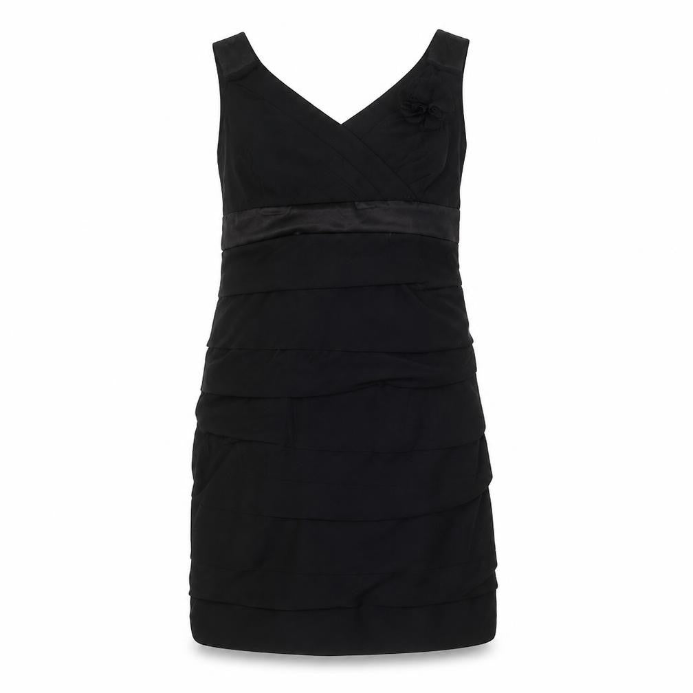 Front view of BHS women’s black shift, size UK 14