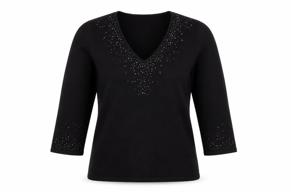 Front view of BHS women’s black knit jumper, size UK 12