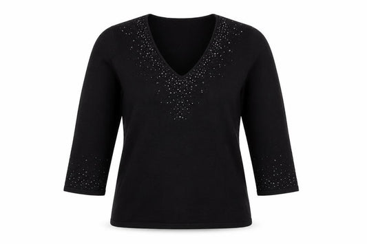Front view of BHS women’s black knit jumper, size UK 12