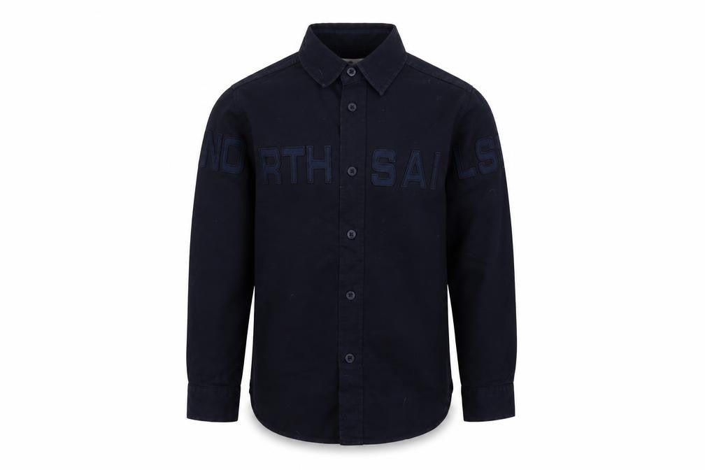 Front view of north sea boys’ blue basic button-up, size 6, years