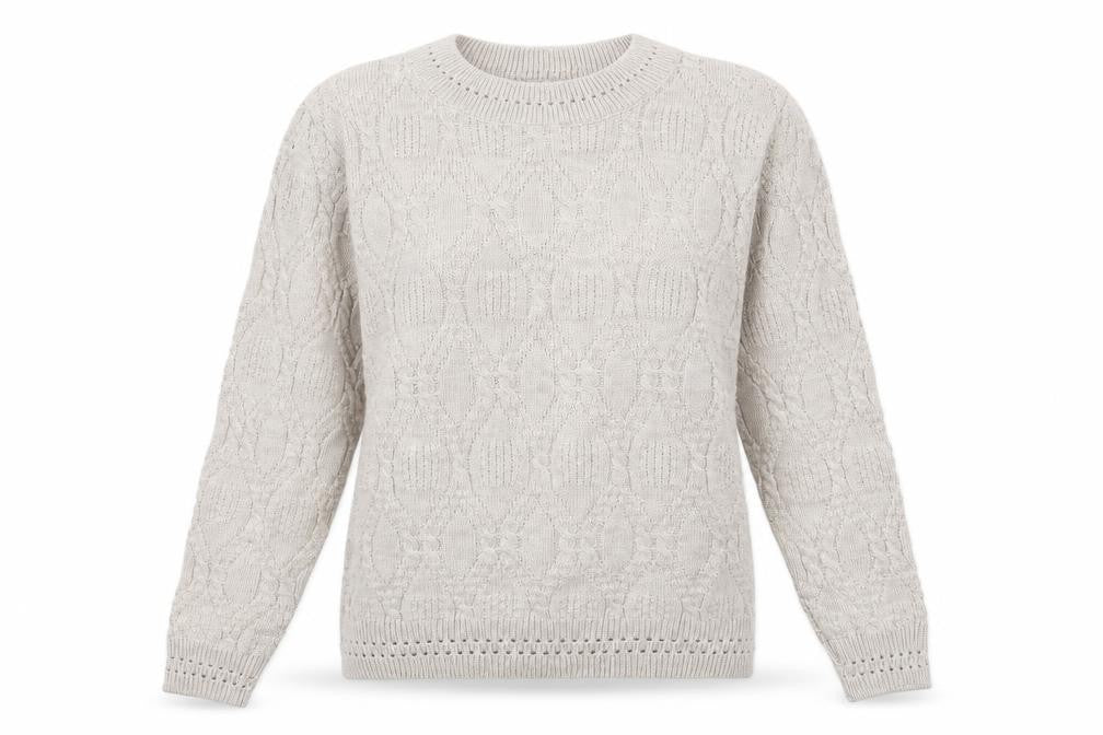 Front view of Beaumonde women’s grey knit jumper, size UK 14