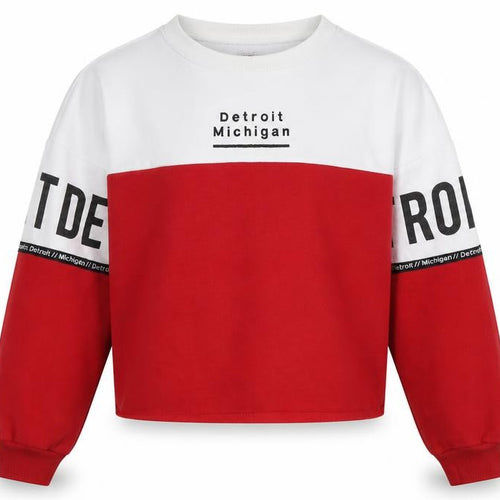 915 Generation Girls Red Colourblock  Pullover Sweatshirt Size 12-13 Years  - Cropped
