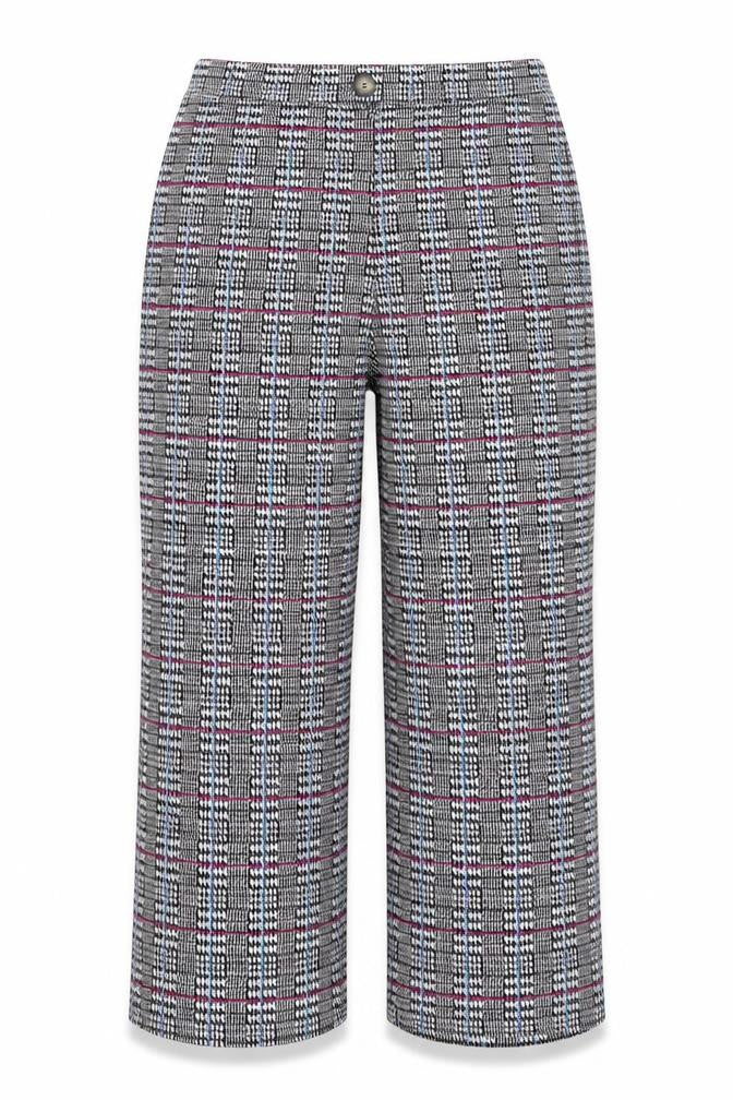 Front view of Aniston women’s black houndstooth trousers, size UK 16, 24-inch leg