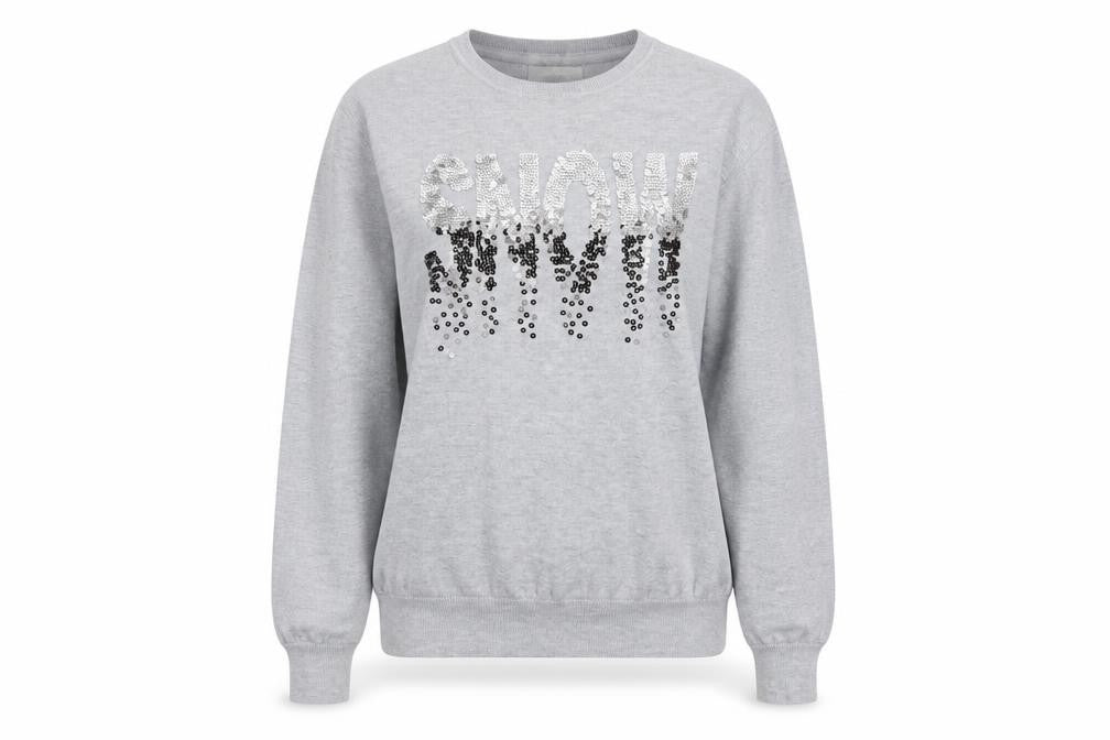 Front view of Papaya women’s grey jumper, size M