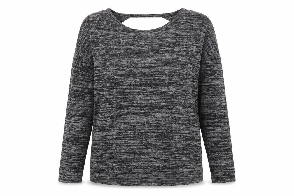 Front view of Indigo women’s grey basic t-shirt, size UK 10
