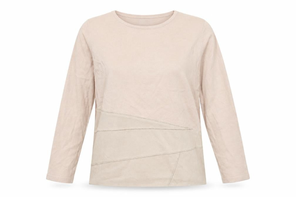 Front view of Firpode women’s pink knit basic t-shirt, size L