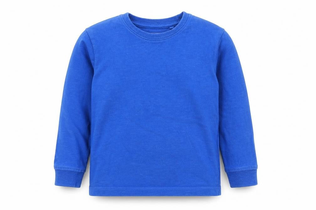 Front view of Next boys’ blue pullover sweatshirt, size 4, years