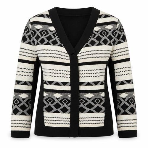 M&S Womens Black Geometric  Cardigan Jumper Size 10