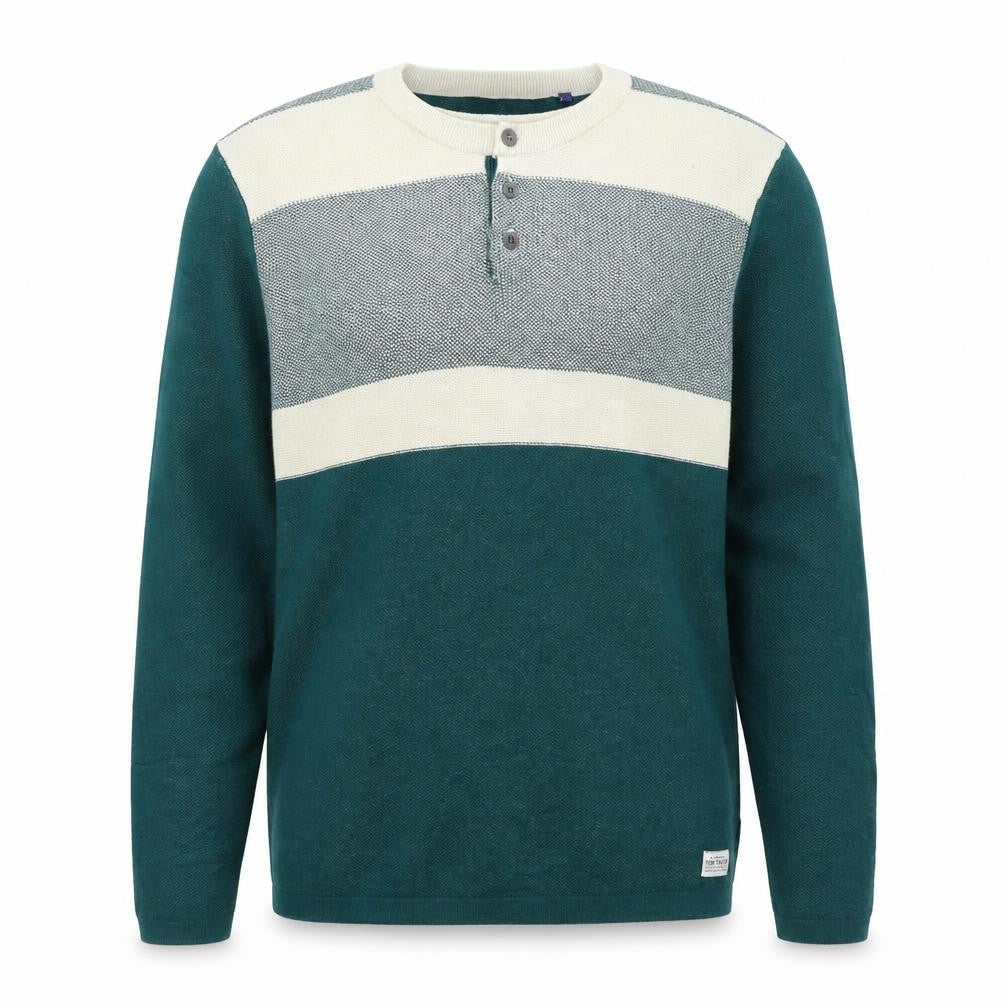 Front view of Tom Tailor men’s green jumper, size M