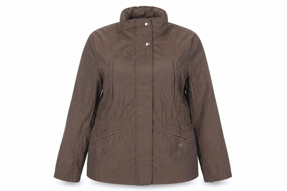 Front view of Debenhams women’s brown jacket coat, size UK 14