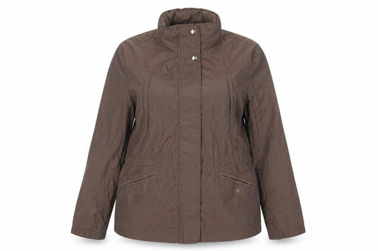 Front view of Debenhams women’s brown jacket coat, size UK 14