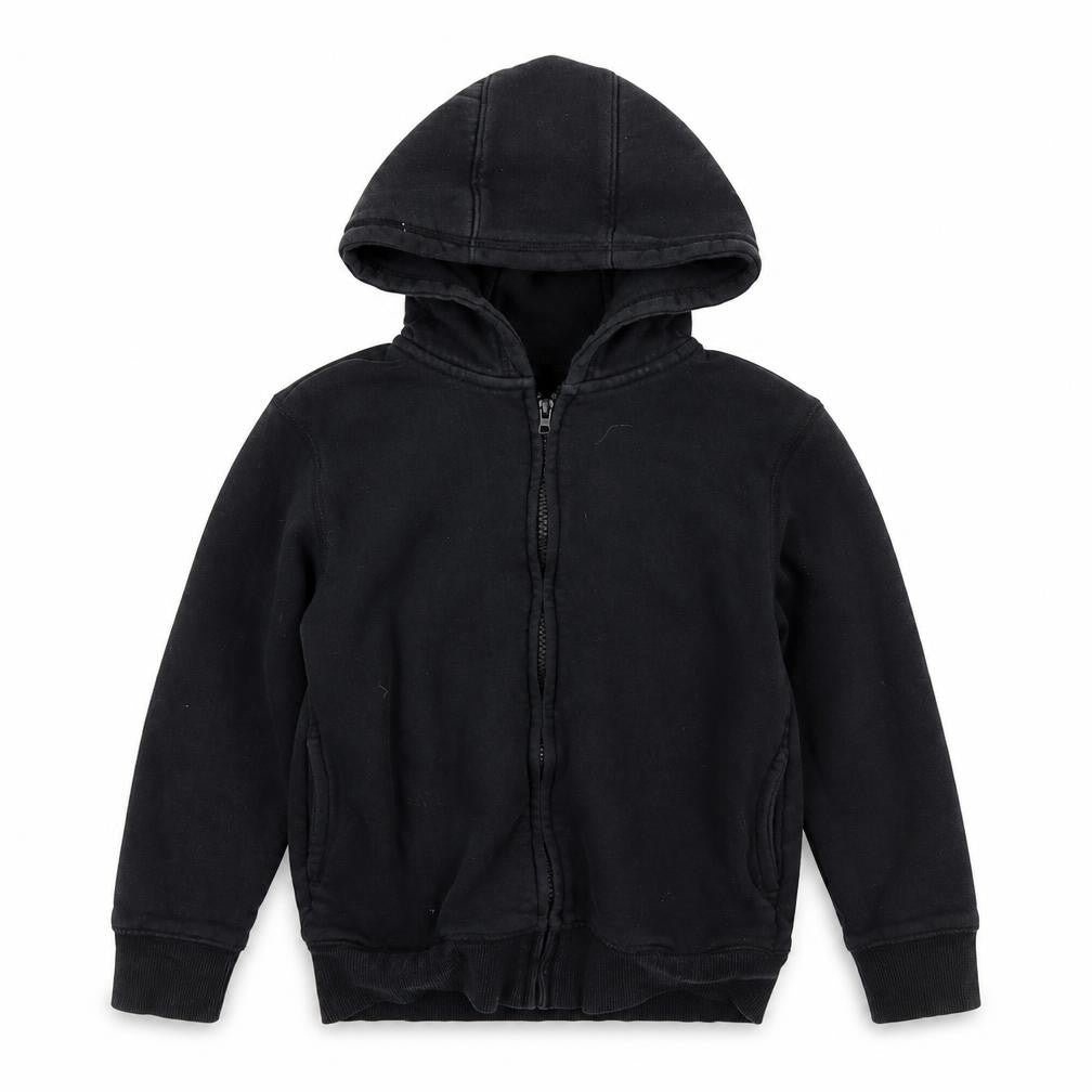 Front view of School life boys’ black full zip hoodie, size 8, years
