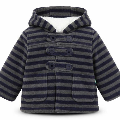 Debenhams Boys Blue Striped  Pea Coat Coatigan Size 6-9 Months