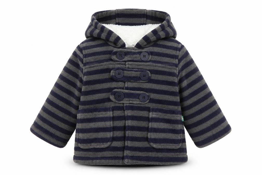 Debenhams Boys Blue Striped  Pea Coat Coatigan Size 6-9 Months