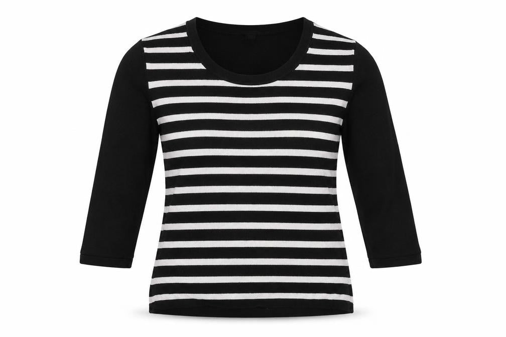 Front view of Precis women’s black striped jumper, size S