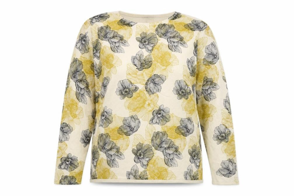 Front view of Just Elegance women’s beige floral jumper, size XL