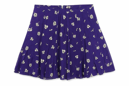 Front view of F&F women’s purple floral a-line skirt, size UK 26, in