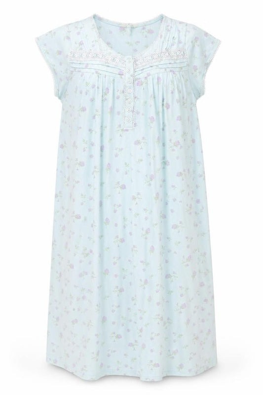 Front view of Classics women’s blue floral a-line, size UK 16