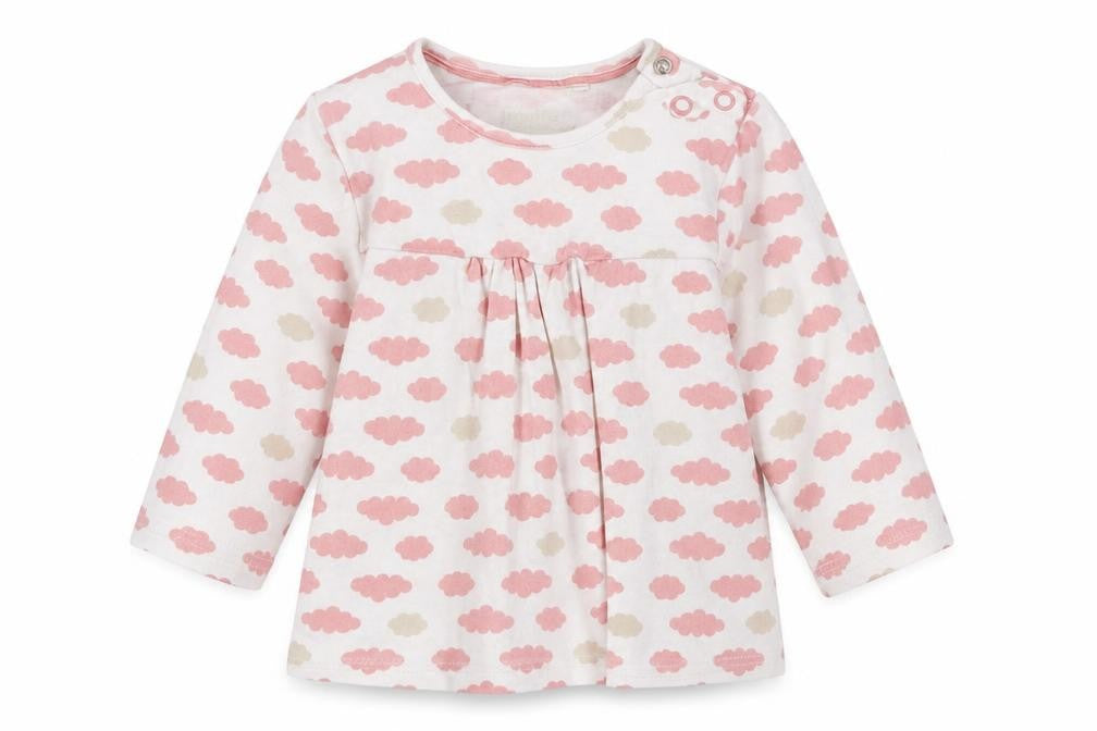 Front view of Lupilu girls’ white basic t-shirt, size 12-18, months