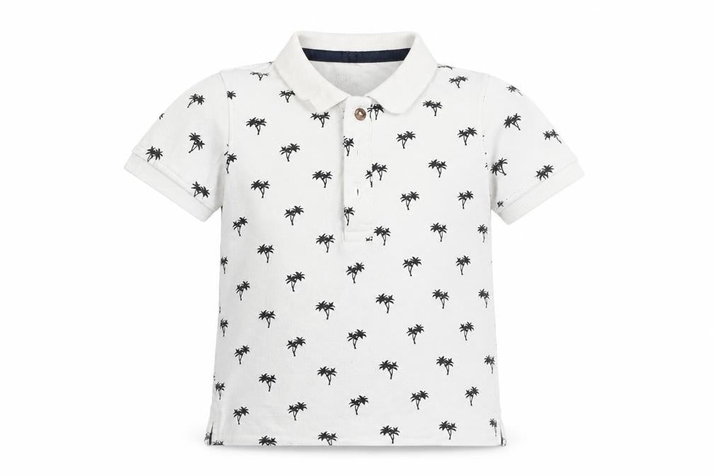 Front view of Primark boys’ white basic polo, size 2-3, years