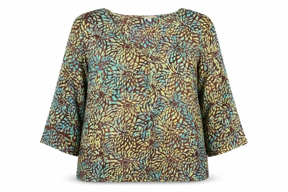 Front view of Sable Blane women’s brown basic blouse, size L