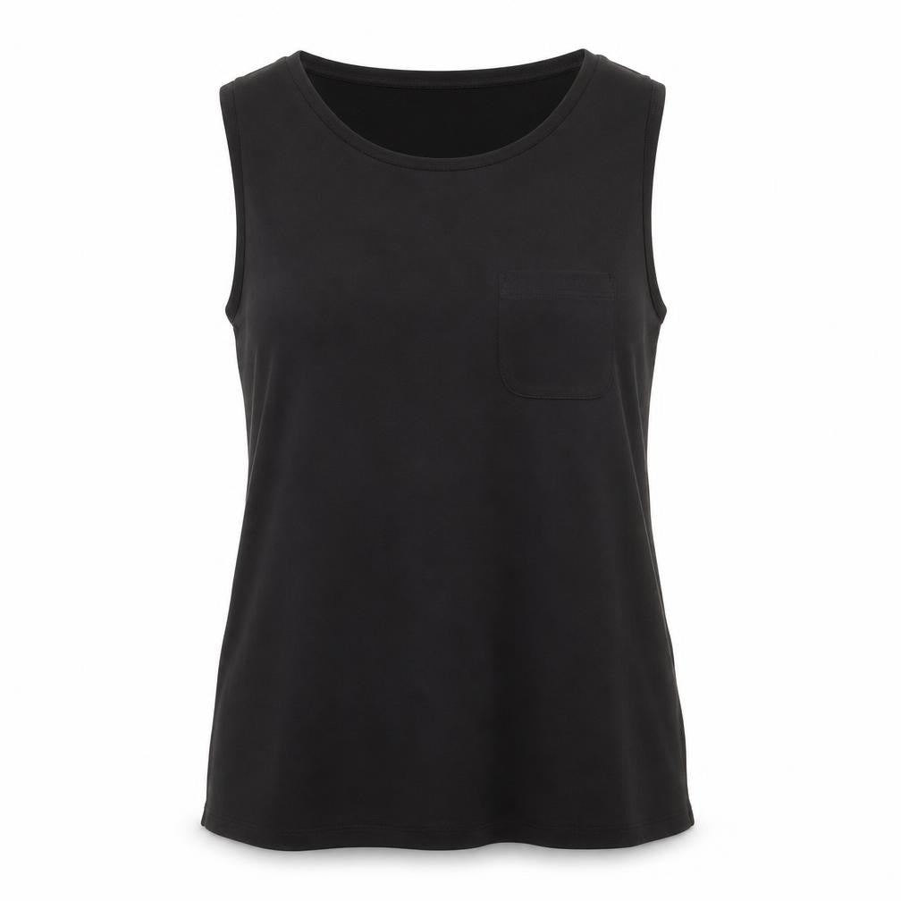 Front view of New Look women’s black basic blouse, size UK 10