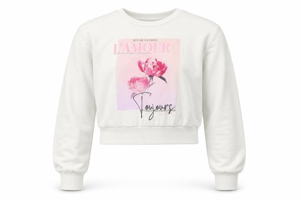 Front view of Select girls’ white pullover sweatshirt, size 10-11, years