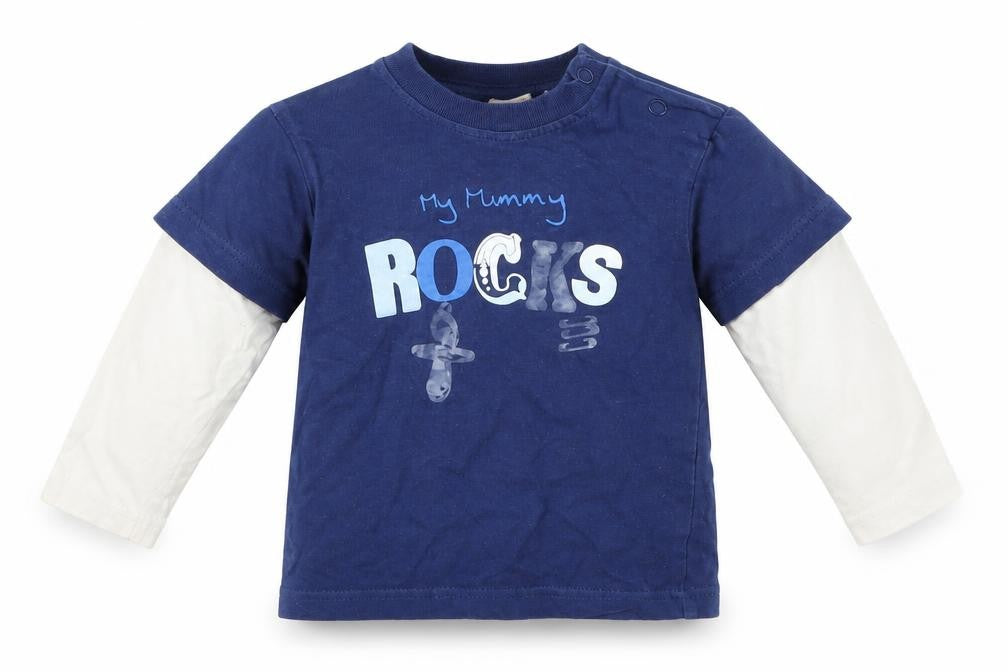 Front view of Debenhams Baby Multicoloured Geometric Basic T-Shirt, size 12-18, Months