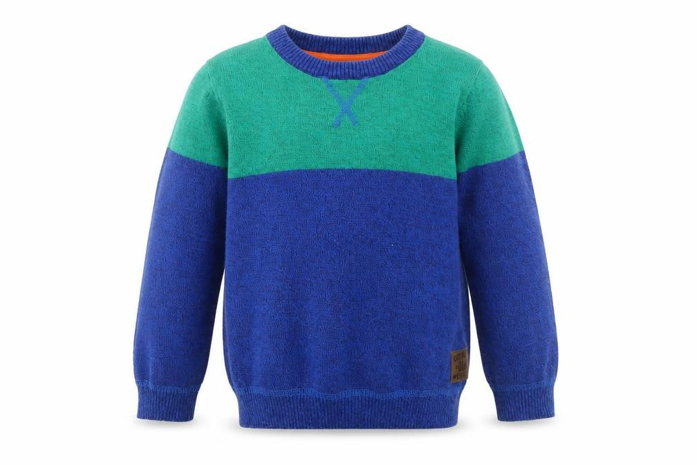 Front view of F&F girls’ multicoloured colourblock jumper, size 5-6, years